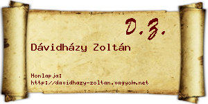 Dávidházy Zoltán névjegykártya
